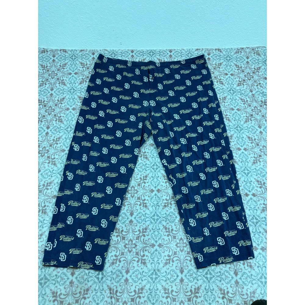 San Diego Padres MLB Pajama Pants Navy Blue Gold Logo Print Mens XL Cotton